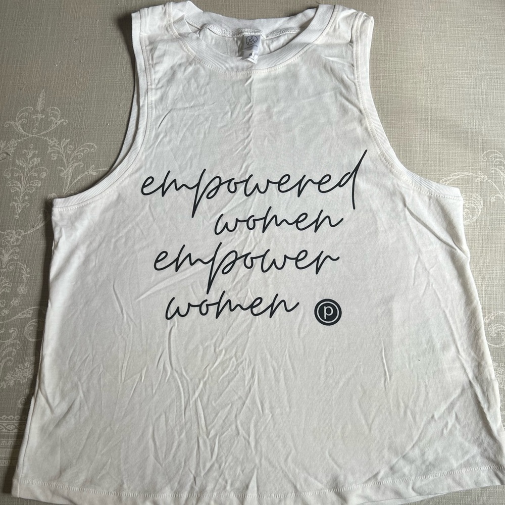 Pure Barre White Graphic Crop Muscle Tee